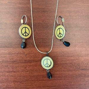 🎉Price Drop! Peace Sign Necklace and Earrings Set